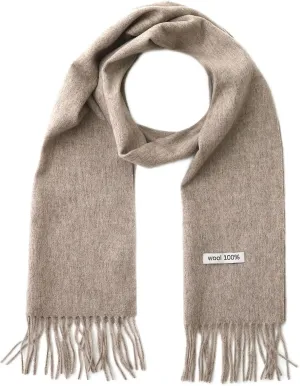 100% Wool Scarf - Men and Women Winter Warm Soft Luxurious Solid Colors Gift Box