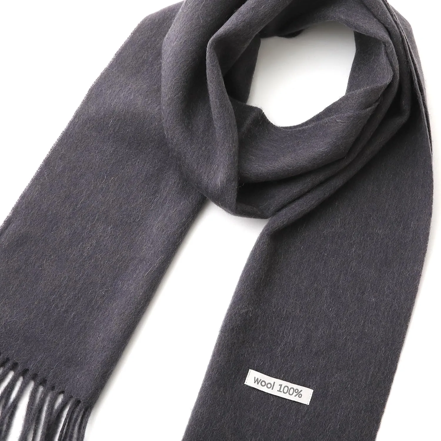 100% Wool Scarf - Men and Women Winter Warm Soft Luxurious Solid Colors Gift Box