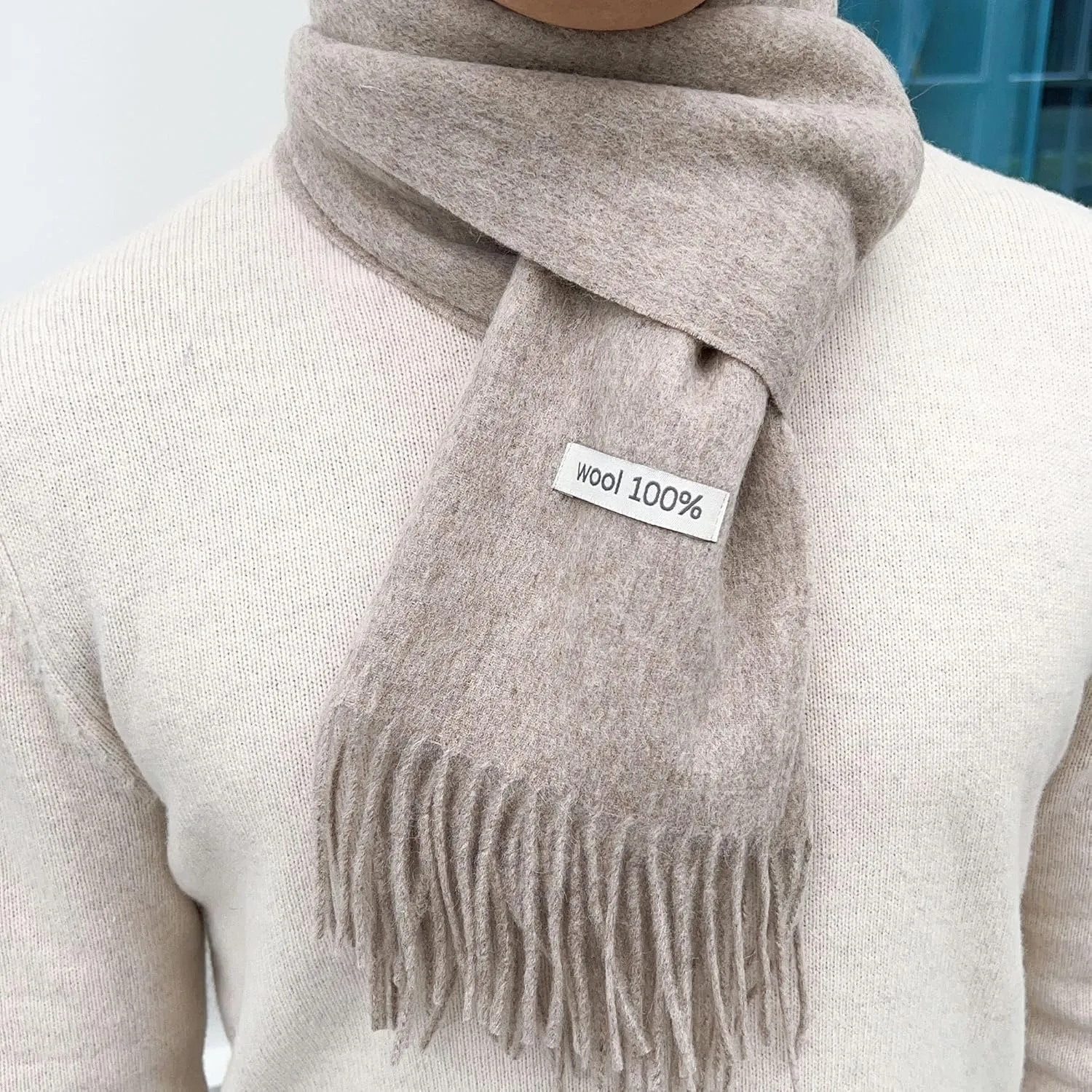 100% Wool Scarf - Men and Women Winter Warm Soft Luxurious Solid Colors Gift Box