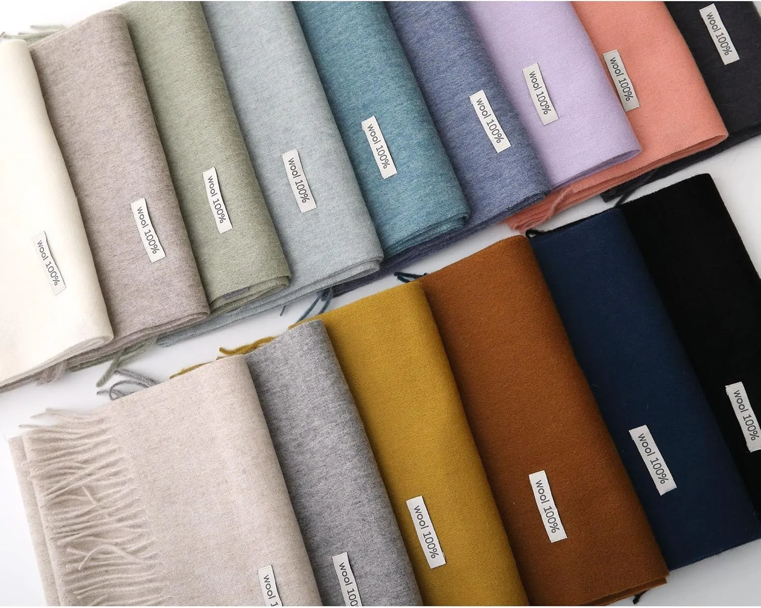 100% Wool Scarf - Men and Women Winter Warm Soft Luxurious Solid Colors Gift Box