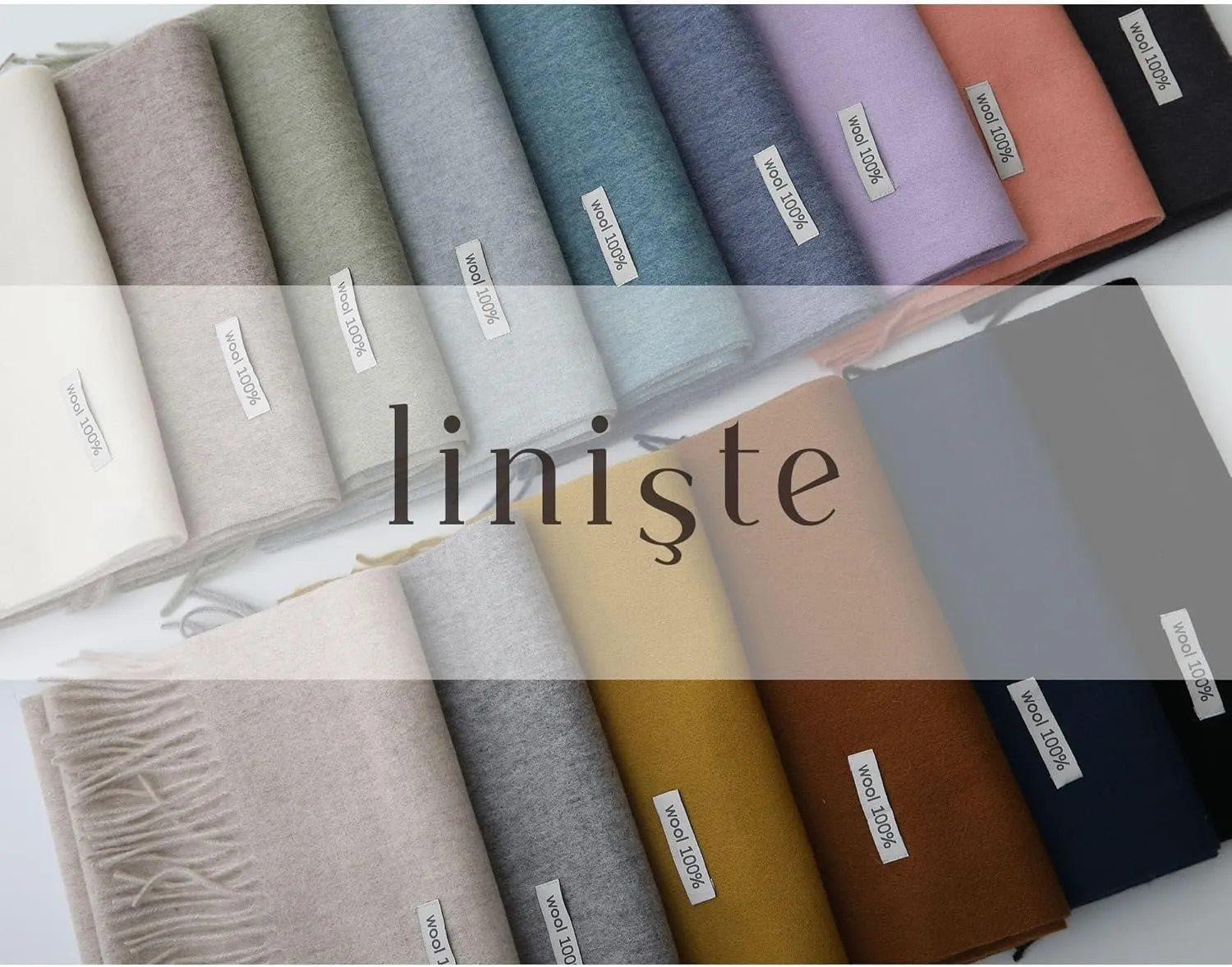 100% Wool Scarf - Men and Women Winter Warm Soft Luxurious Solid Colors Gift Box