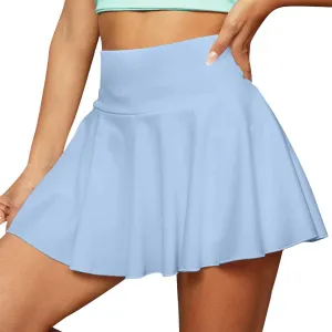 2 Piece Skirts for Women high Waist Solid 2 in 1 Basic Versatile Stretchy Flared Flowy Mini Skirts, S-2XL
