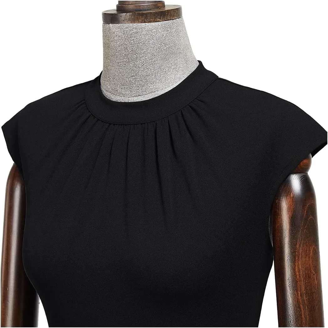 AISIZE Women's Retro Half Collar Ruched Slim Cocktail Pencil Dress