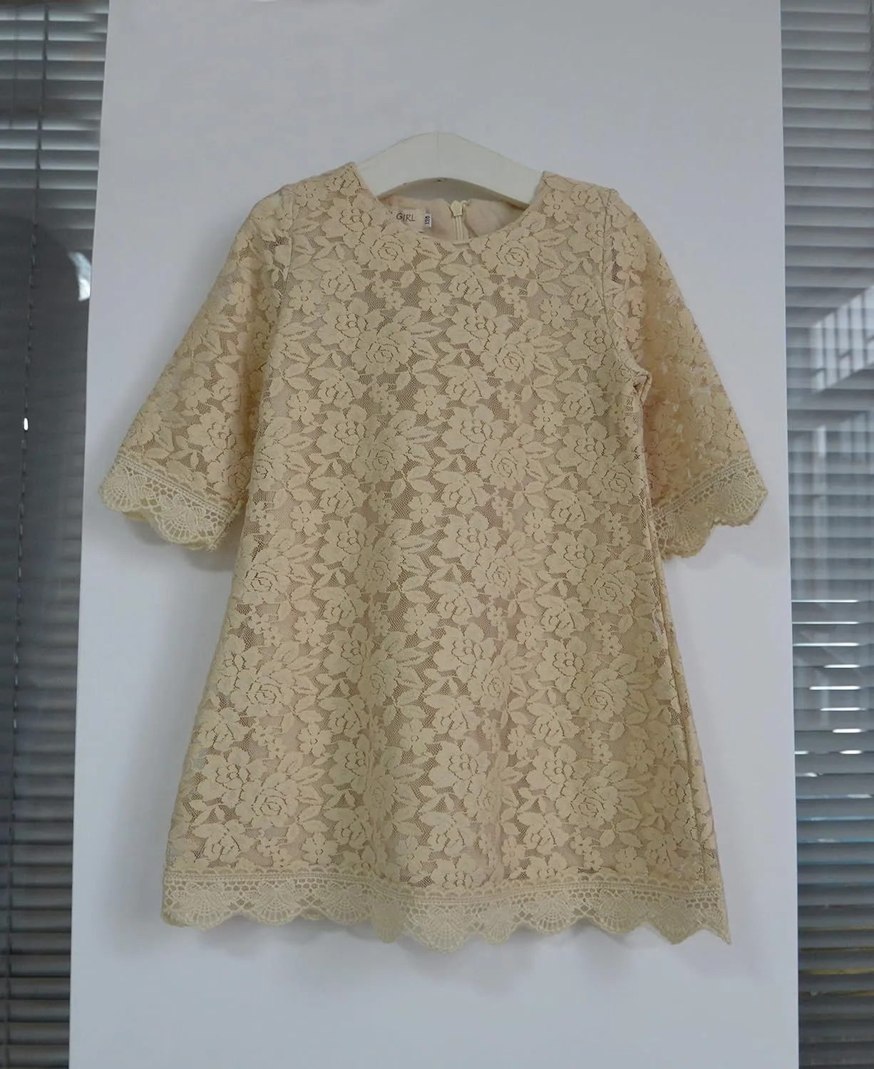 APRIL GIRL Flower Girl Dress, Lace Dress 3/4 Sleeve Dress