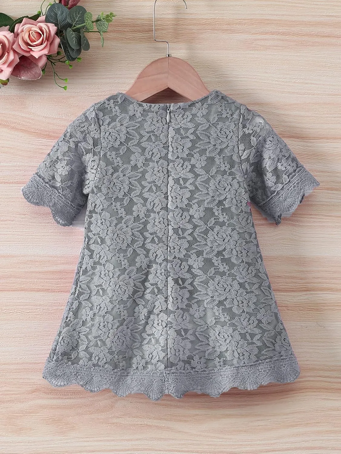 APRIL GIRL Flower Girl Dress, Lace Dress 3/4 Sleeve Dress