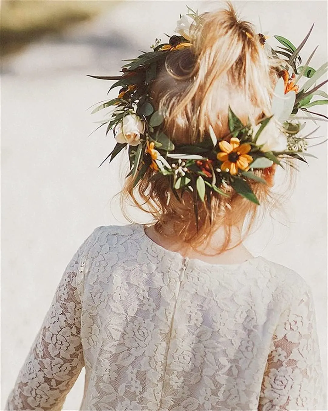 APRIL GIRL Flower Girl Dress, Lace Dress 3/4 Sleeve Dress
