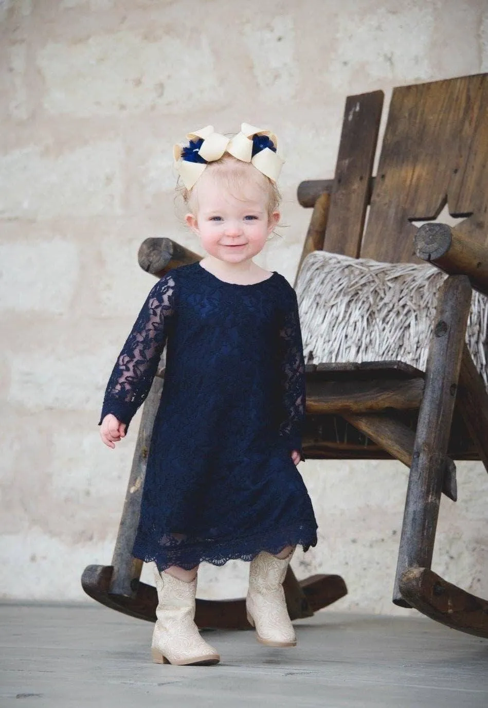 APRIL GIRL Flower Girl Dress, Lace Dress 3/4 Sleeve Dress