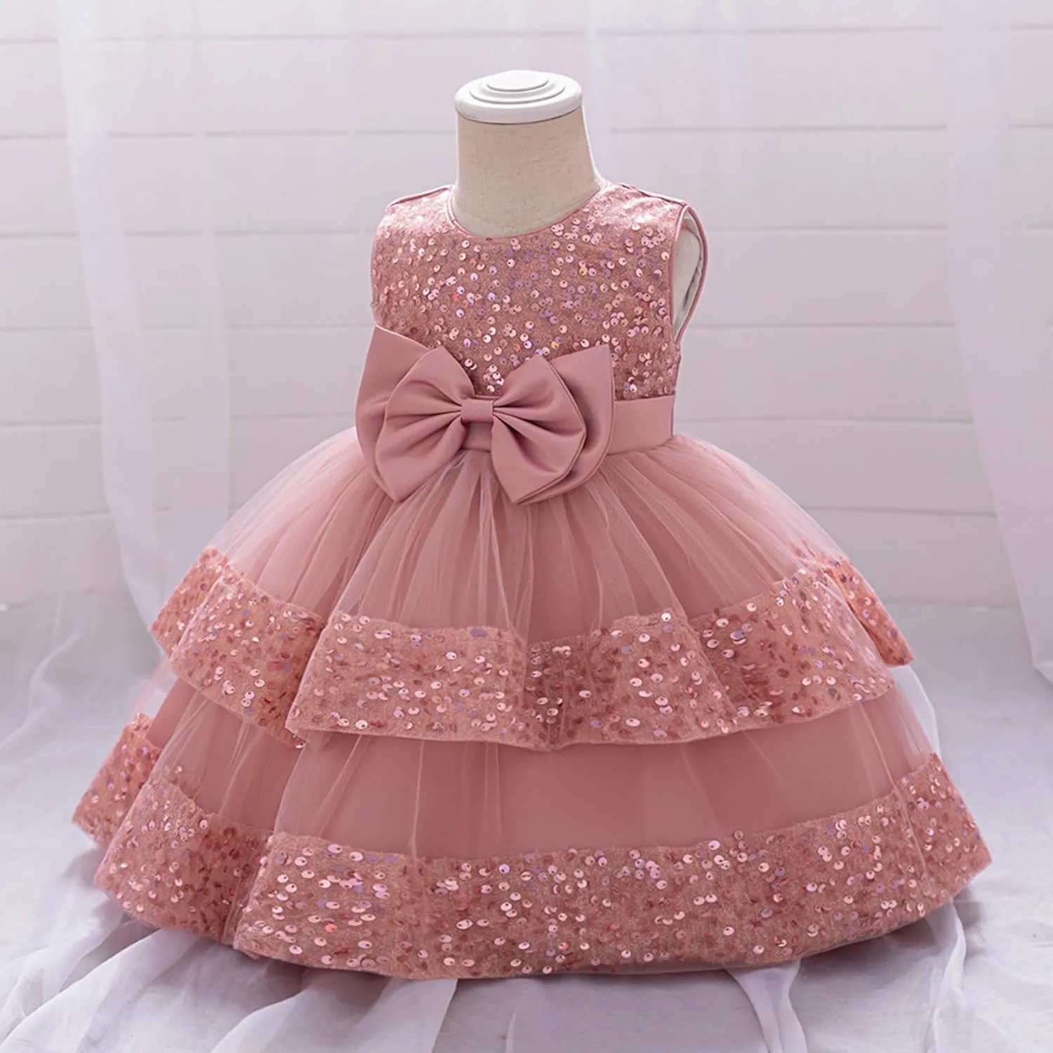Baby Girls Dress Toddler Party Dress Cute Church Baptism Birthday Party Formal Dress