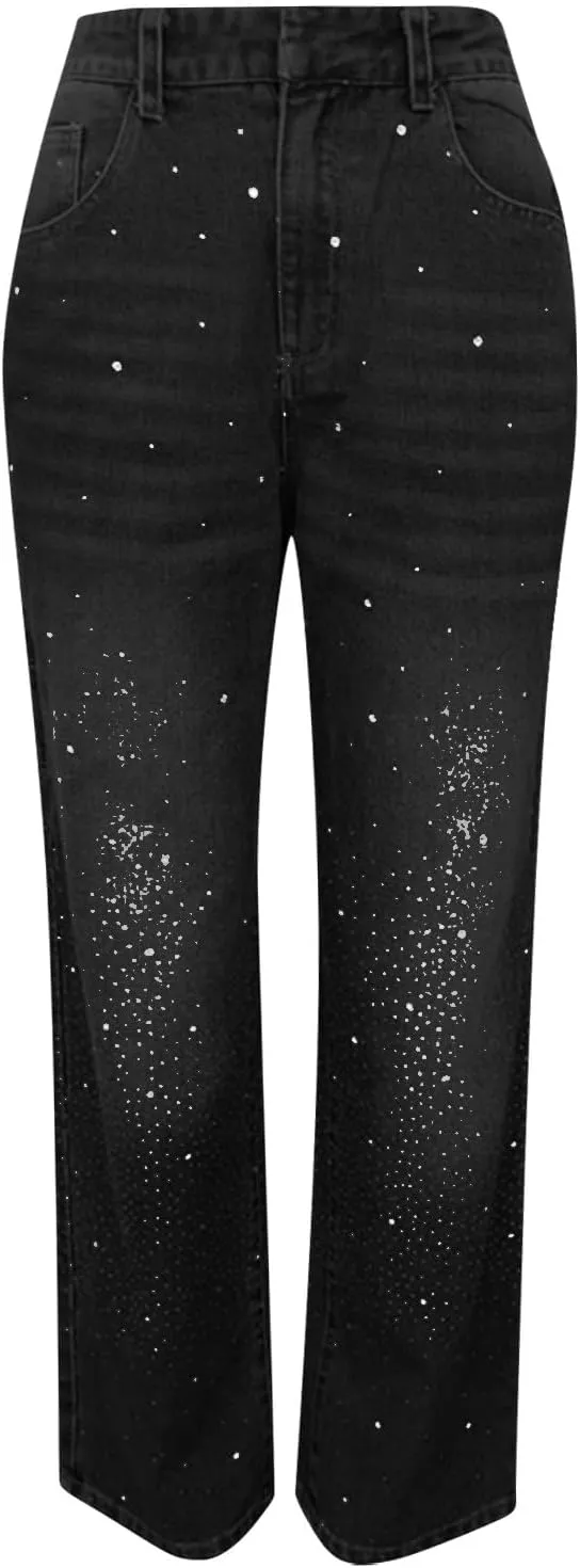 Barrel Jeans for Women Mid Rise Jeans Wide Leg Loose Fit Y2K Boyfriend Baggy Pants Cropped Denim Pants with Pockets
