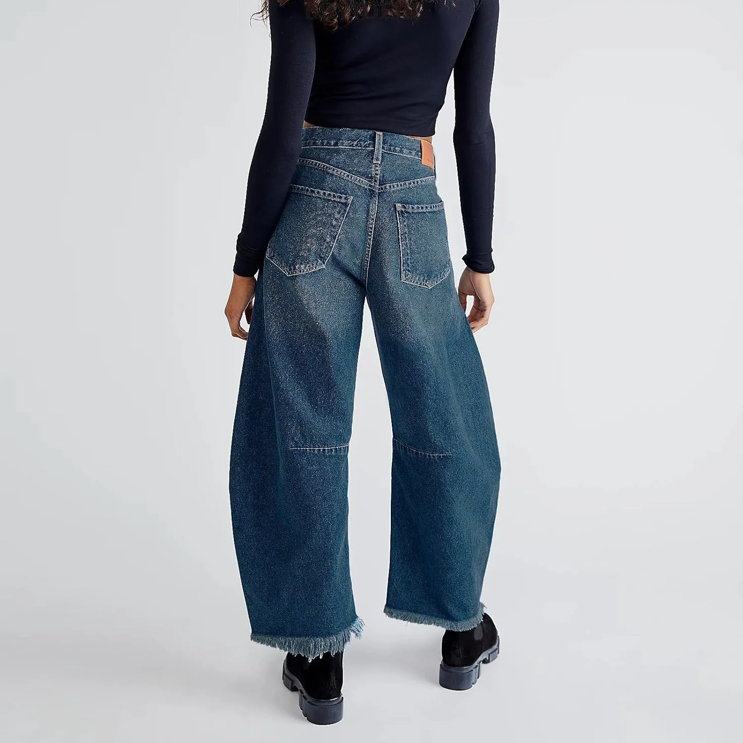 Barrel Leg Jeans Women Balloon Jeans,Women's Baggy Boyfriend Jeans Vintage Wide Leg Mid Rise Barrel Denim Ankle Pants