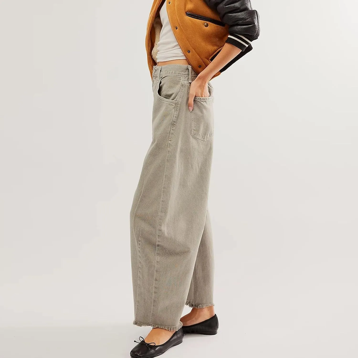 Barrel Leg Jeans Women Balloon Jeans,Women's Baggy Boyfriend Jeans Vintage Wide Leg Mid Rise Barrel Denim Ankle Pants