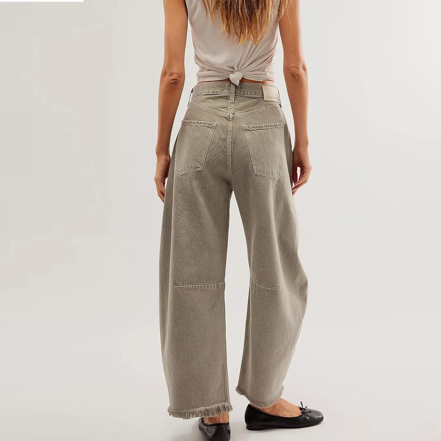 Barrel Leg Jeans Women Balloon Jeans,Women's Baggy Boyfriend Jeans Vintage Wide Leg Mid Rise Barrel Denim Ankle Pants