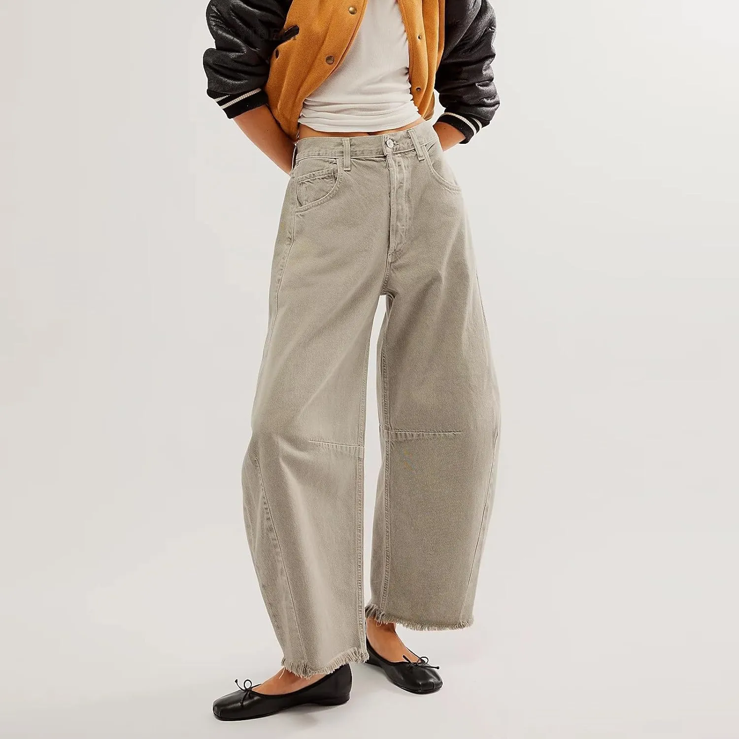 Barrel Leg Jeans Women Balloon Jeans,Women's Baggy Boyfriend Jeans Vintage Wide Leg Mid Rise Barrel Denim Ankle Pants