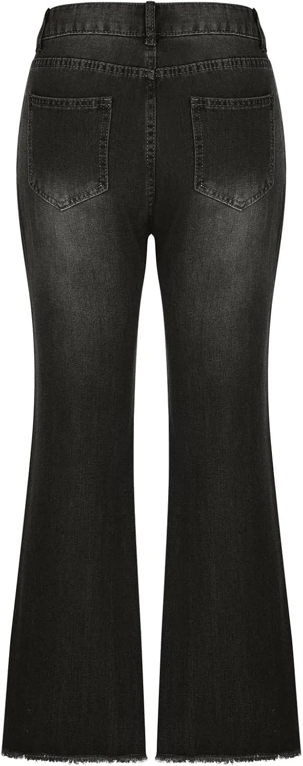 Bidobibo Jeans for Women High Waist Plus Size Straight Leg Pants Casual Stretch Jeans Tummy Control Flare Denim Pants 2024