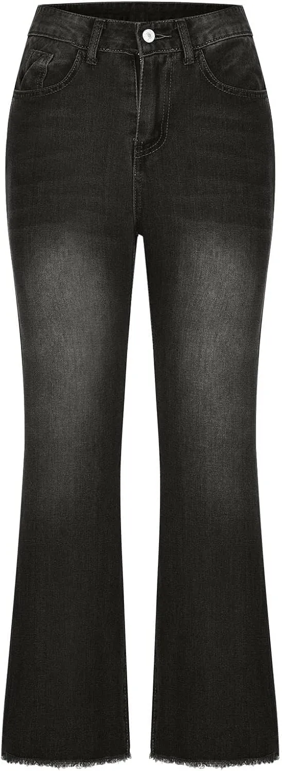 Bidobibo Jeans for Women High Waist Plus Size Straight Leg Pants Casual Stretch Jeans Tummy Control Flare Denim Pants 2024
