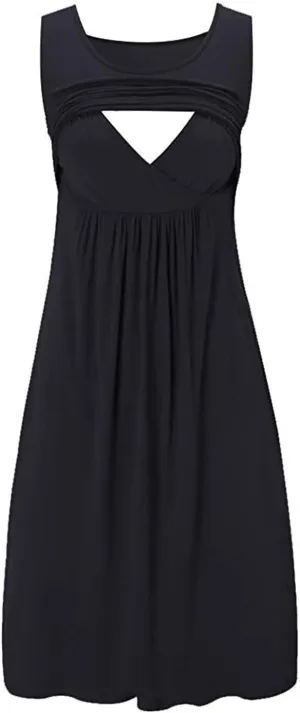 Breastfeeding Dress for Women Summer Sleeveless Maternity Nursing Dress Spaghetti Strap Floral Nursing Dress