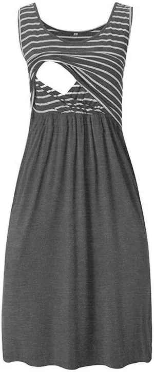 Breastfeeding Dress for Women Summer Sleeveless Maternity Nursing Dress Spaghetti Strap Floral Nursing Dress