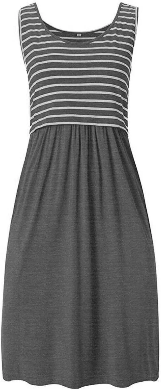 Breastfeeding Dress for Women Summer Sleeveless Maternity Nursing Dress Spaghetti Strap Floral Nursing Dress