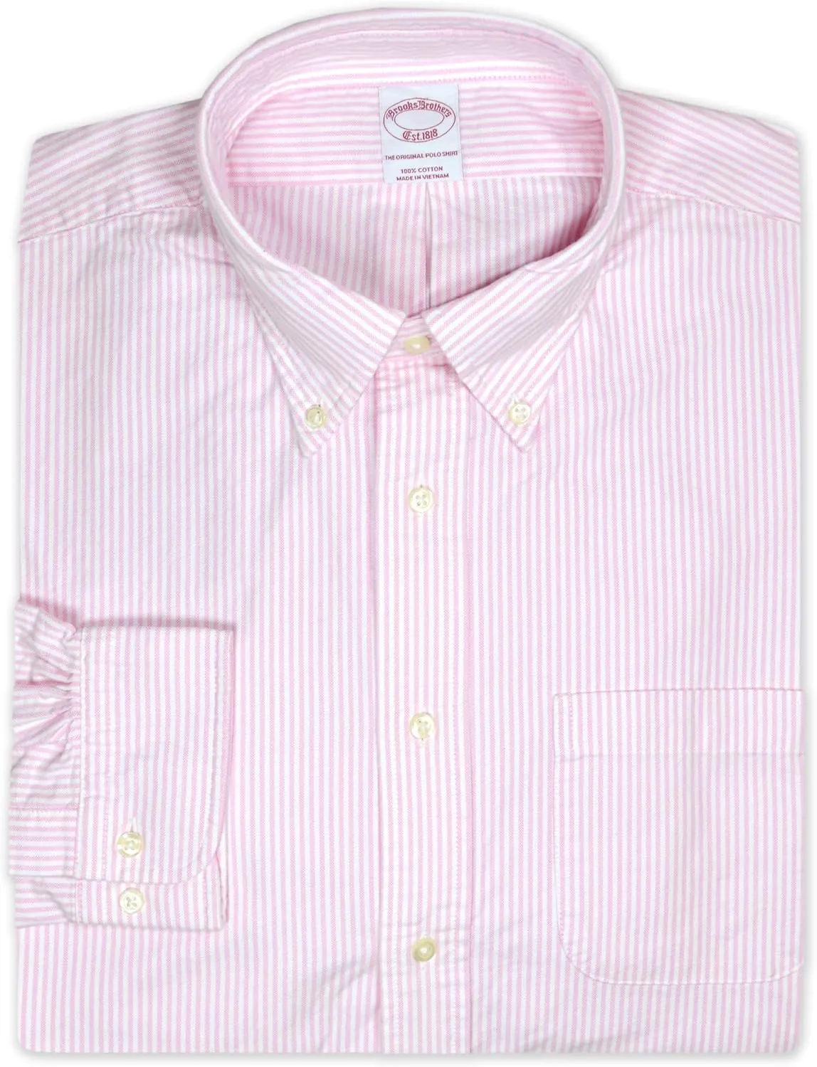 Brooks Brothers Mens Regular Fit Oxford Cotton Striped Casual Button Down Pocket Shirt,, 202179 Blue