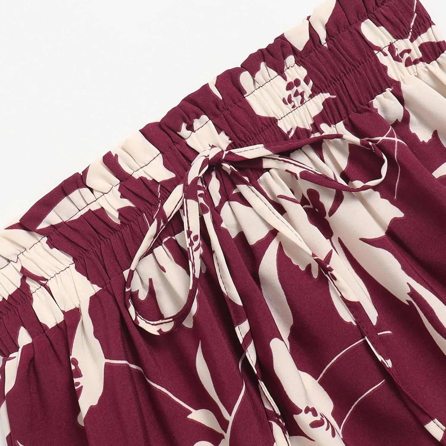 Casual Long Maxi Skirt for Women Summer Trendy Flowy Drawstring High Waist A-Line Floral Boho Skirts Versatile