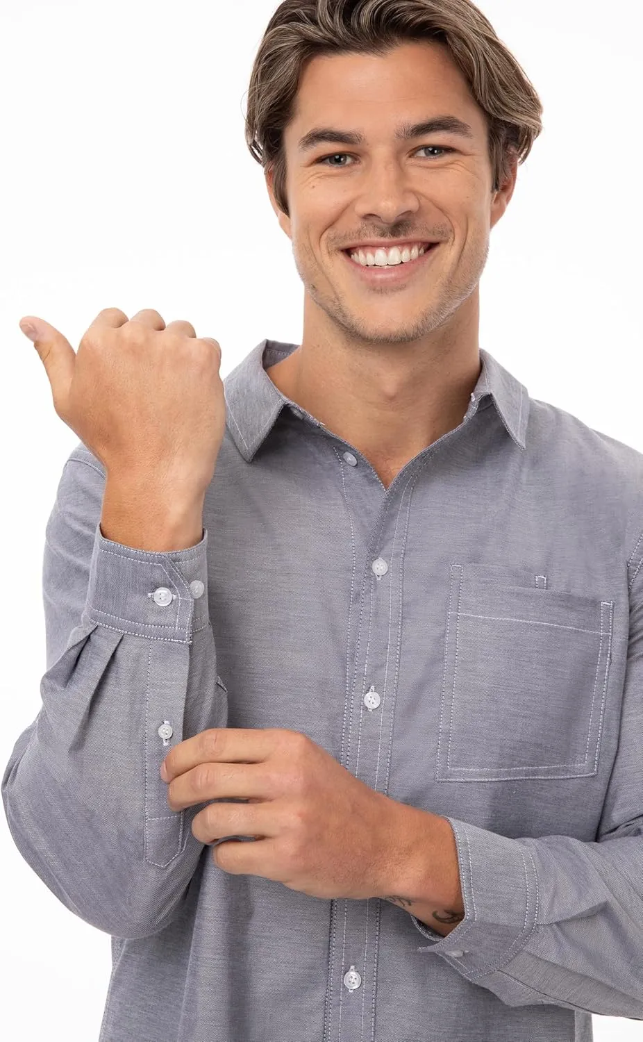 Chef Works Men's Modern Oxford Classic Shirt