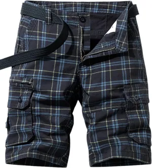 chouyatou Men's Active Normal Waist Loose Multi-Pocket Versatile Twill Cargo Shorts