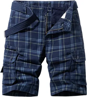 chouyatou Men's Active Normal Waist Loose Multi-Pocket Versatile Twill Cargo Shorts