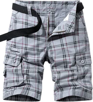 chouyatou Men's Active Normal Waist Loose Multi-Pocket Versatile Twill Cargo Shorts