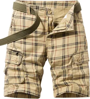 chouyatou Men's Active Normal Waist Loose Multi-Pocket Versatile Twill Cargo Shorts