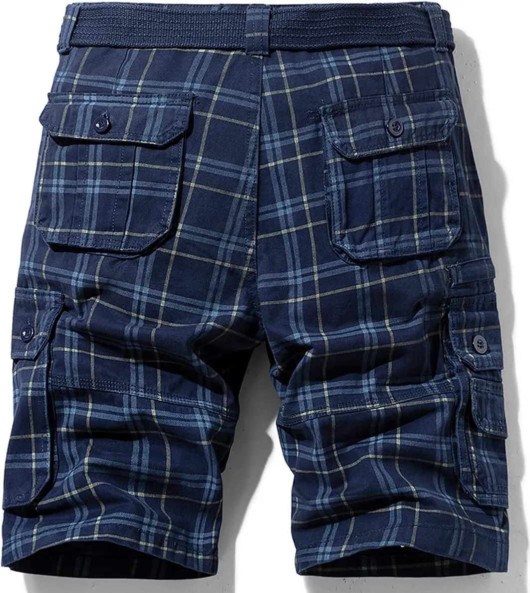 chouyatou Men's Active Normal Waist Loose Multi-Pocket Versatile Twill Cargo Shorts