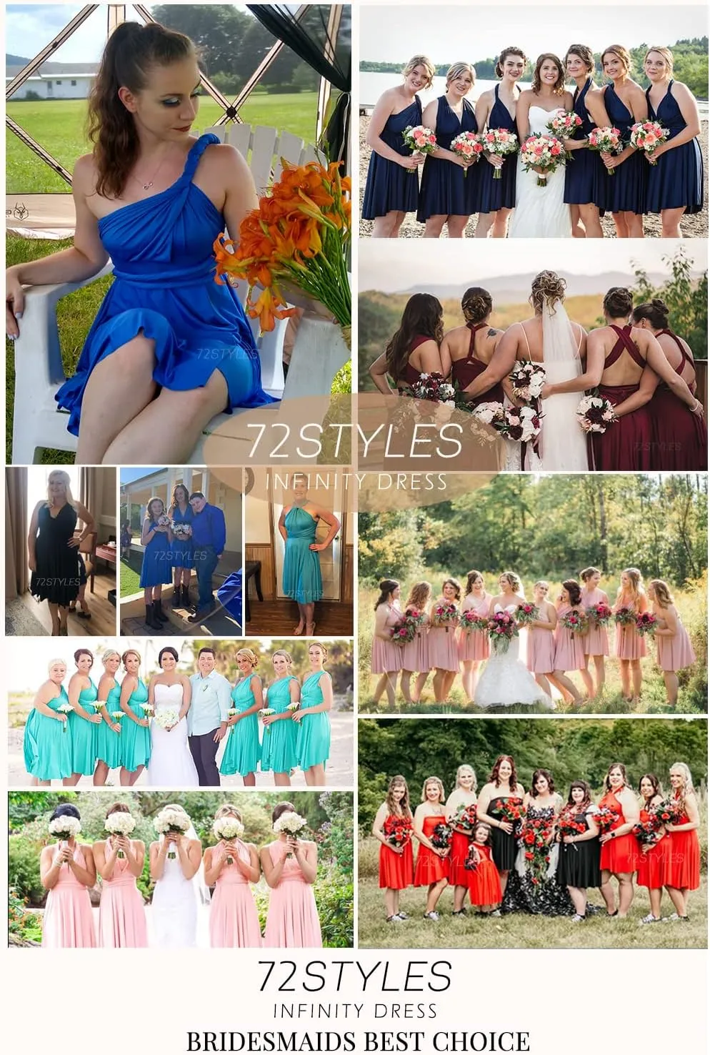 Convertible Dress Short Infinity Dress Transformer Multiway Wrap Dress for Bridesmaid