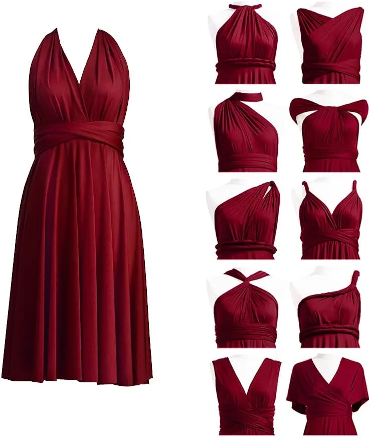Convertible Dress Short Infinity Dress Transformer Multiway Wrap Dress for Bridesmaid