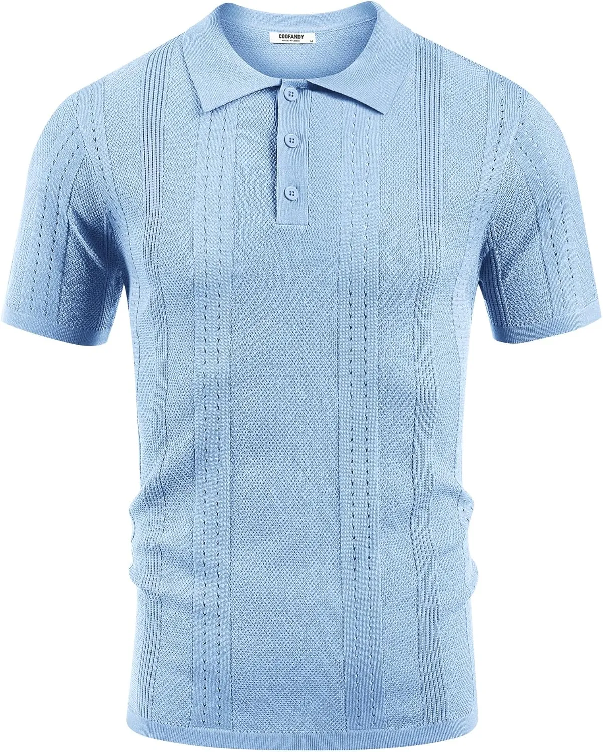 COOFANDY Mens Knit Polo Shirts Short Sleeve Collared Golf Shirt Hollow Out Textured T-Shirt Summer Fashion Tops