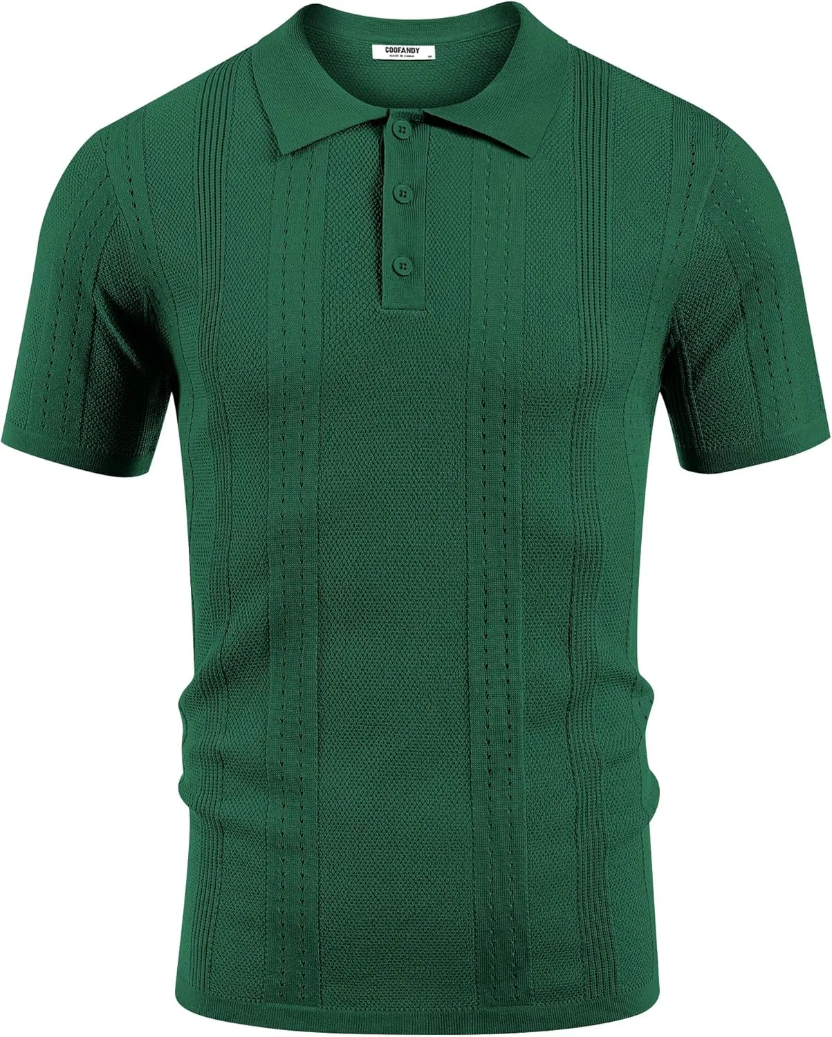 COOFANDY Mens Knit Polo Shirts Short Sleeve Collared Golf Shirt Hollow Out Textured T-Shirt Summer Fashion Tops