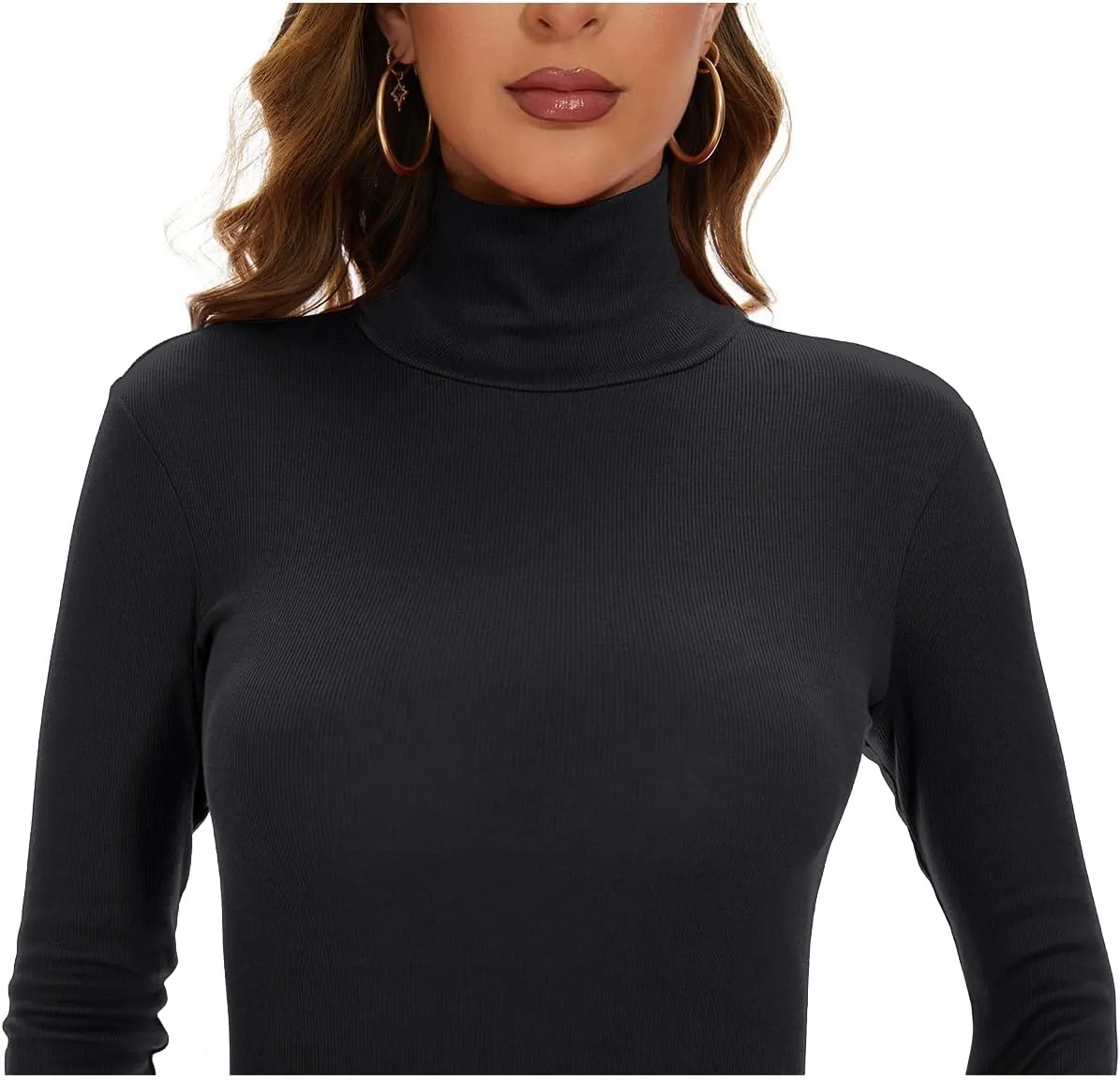 Cotton Turtleneck Dress Long Sleeve Bodycon Dress Ribbed Midi Dress Knitted Sexy Party Dress