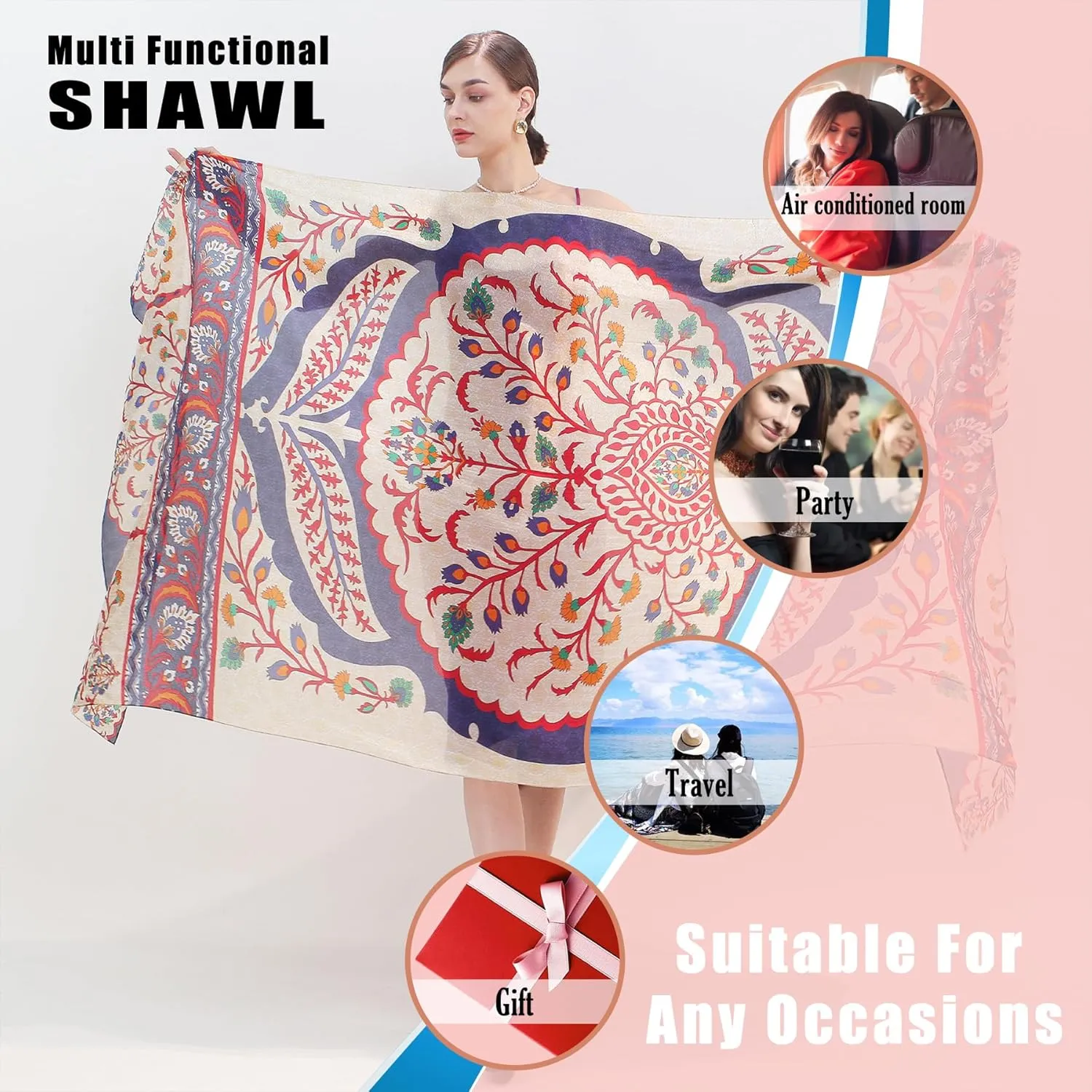 DANA XU 100% Mulberry Extra Large Silk Pashmina Scarf Shawls And Wraps For Women Evening Dress Summer Travel Floral Blanket