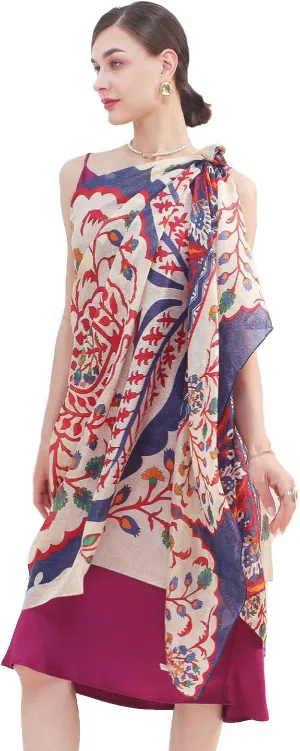 DANA XU 100% Mulberry Extra Large Silk Pashmina Scarf Shawls And Wraps For Women Evening Dress Summer Travel Floral Blanket