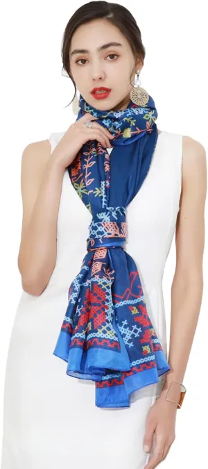 DANA XU 100% Mulberry Extra Large Silk Pashmina Scarf Shawls And Wraps For Women Evening Dress Summer Travel Floral Blanket