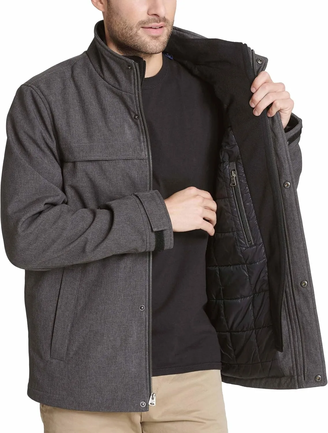 Dockers Men's Dwight Soft Shell Bib Jacket