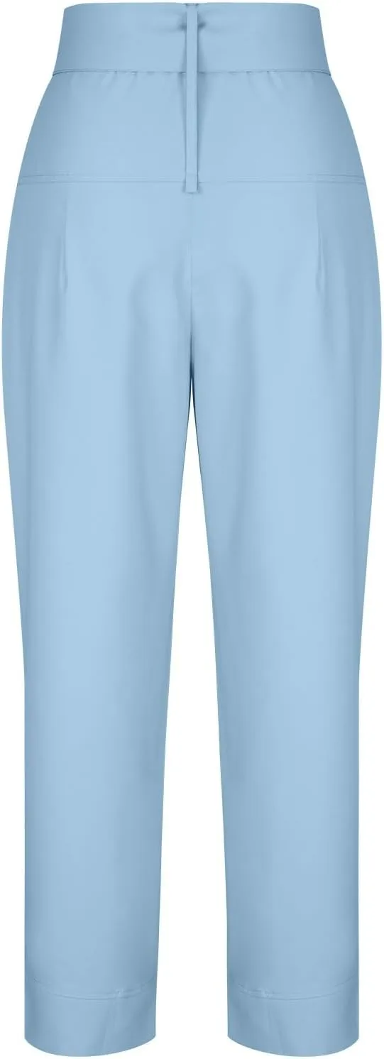 Dressy Pants for Women Casual Lightweight Slacks High Waist Straight Leg Cropped Pants Solid Color Versatile Trousers