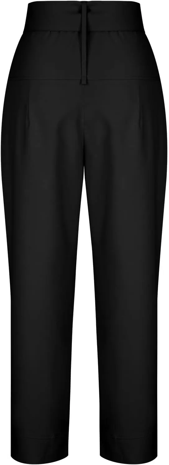 Dressy Pants for Women Casual Lightweight Slacks High Waist Straight Leg Cropped Pants Solid Color Versatile Trousers