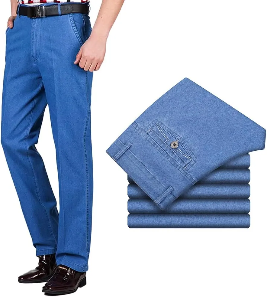 DYJAGYO Men's Stretch Jeans, Men's Straight Leg Jeans, Jett Men's Jeans, Men's High Waisted Straight Leg Stretch Jeans
