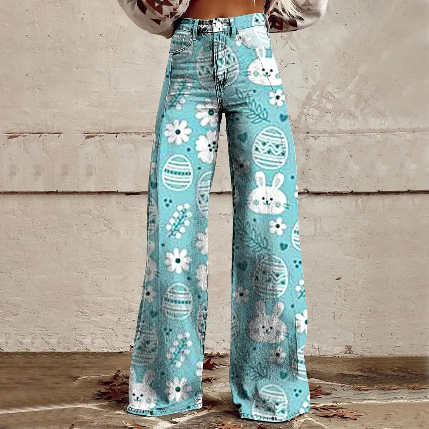 Easter Jeans Women 2025 Mid Rise Barrel Jeans for Women Wide Leg Loose Y2K Baggy Jeans Denim Pants with Pockets