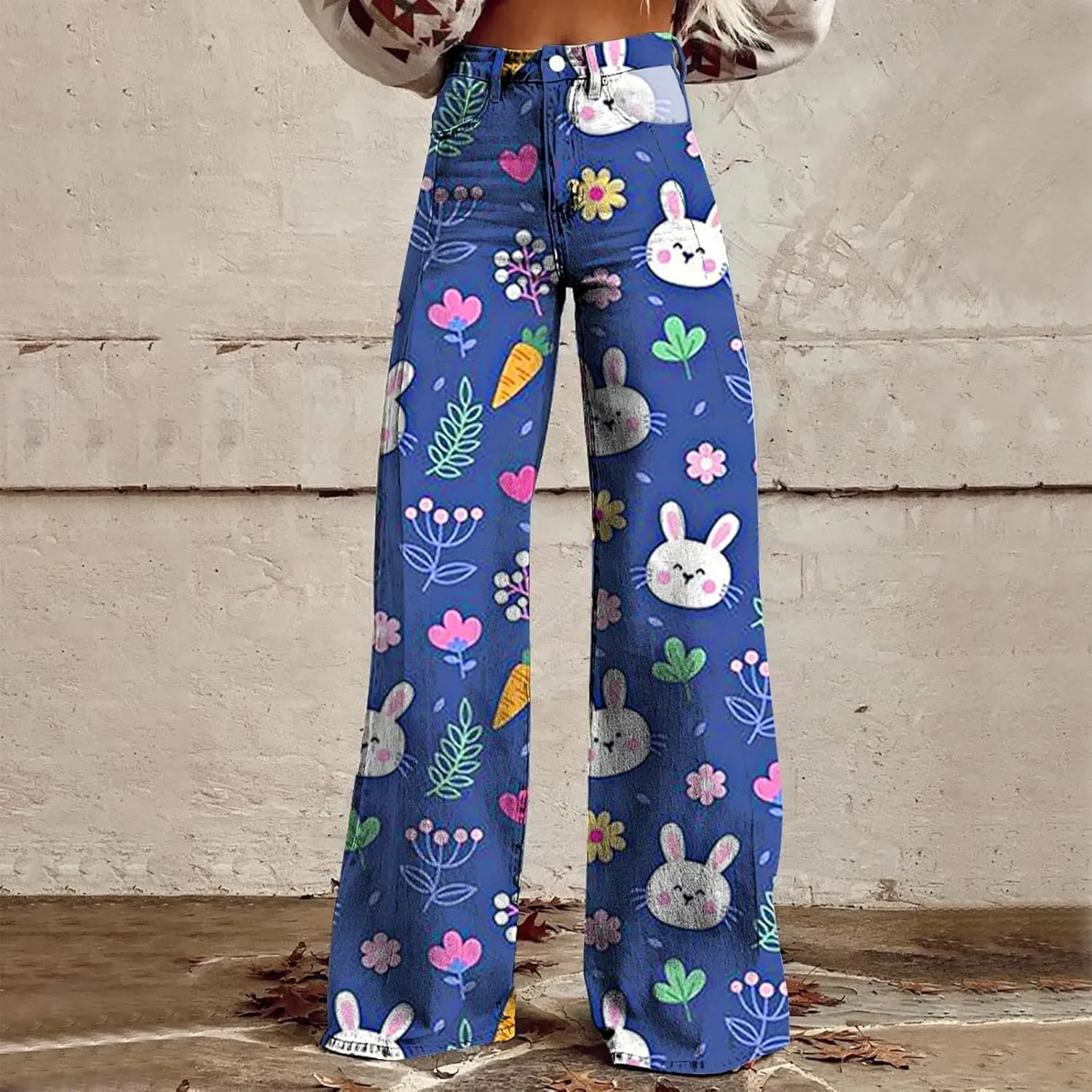 Easter Jeans Women 2025 Mid Rise Barrel Jeans for Women Wide Leg Loose Y2K Baggy Jeans Denim Pants with Pockets