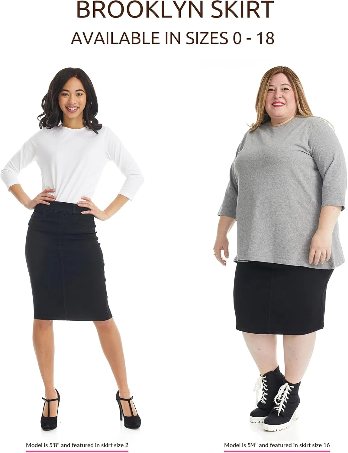 ESTEEZ Women's Stretch Denim Pencil Skirt – Soft, Flexible, Body-Hugging, Knee-Length Jean Skirt ‘Brooklyn’