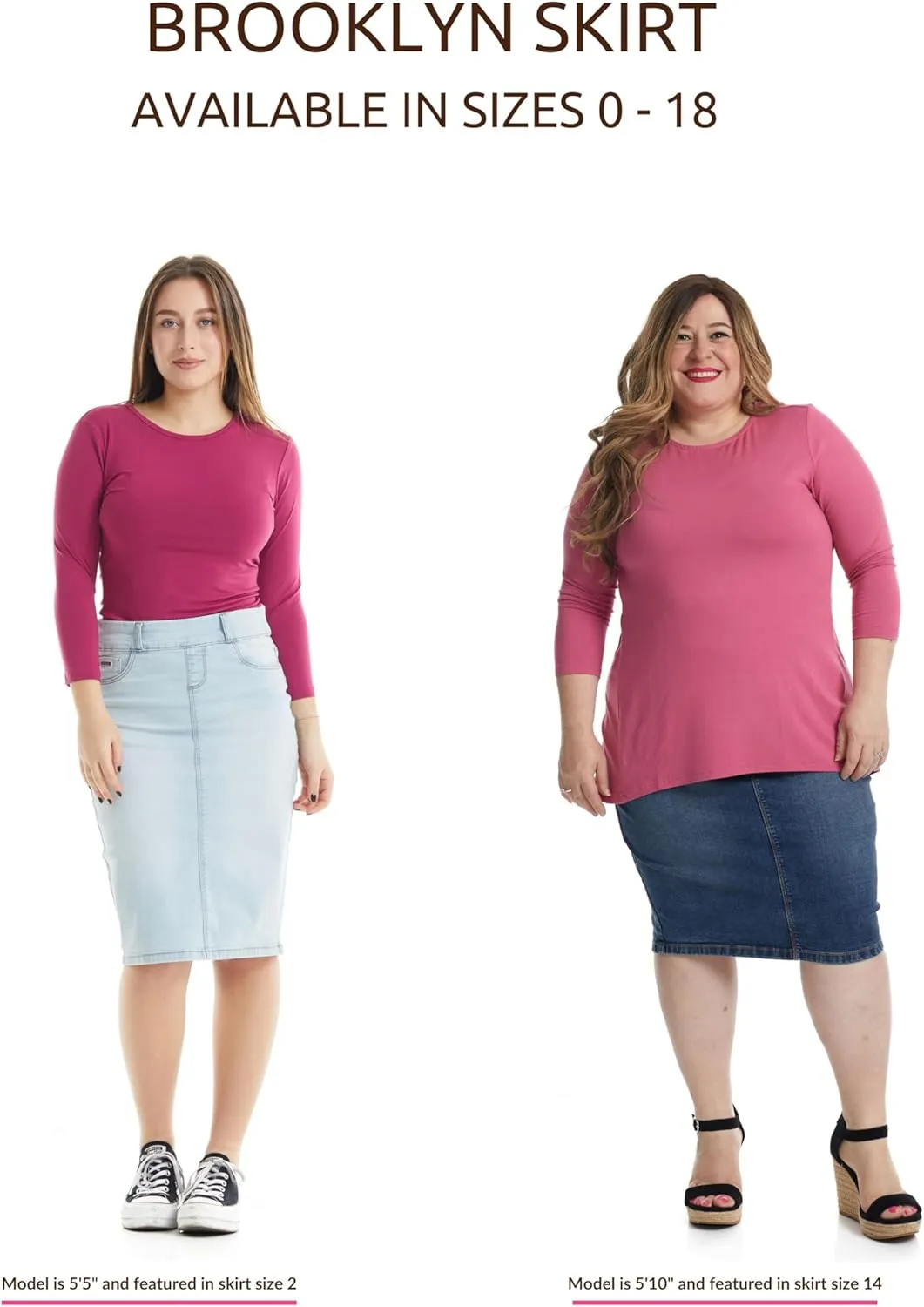ESTEEZ Women's Stretch Denim Pencil Skirt – Soft, Flexible, Body-Hugging, Knee-Length Jean Skirt ‘Brooklyn’