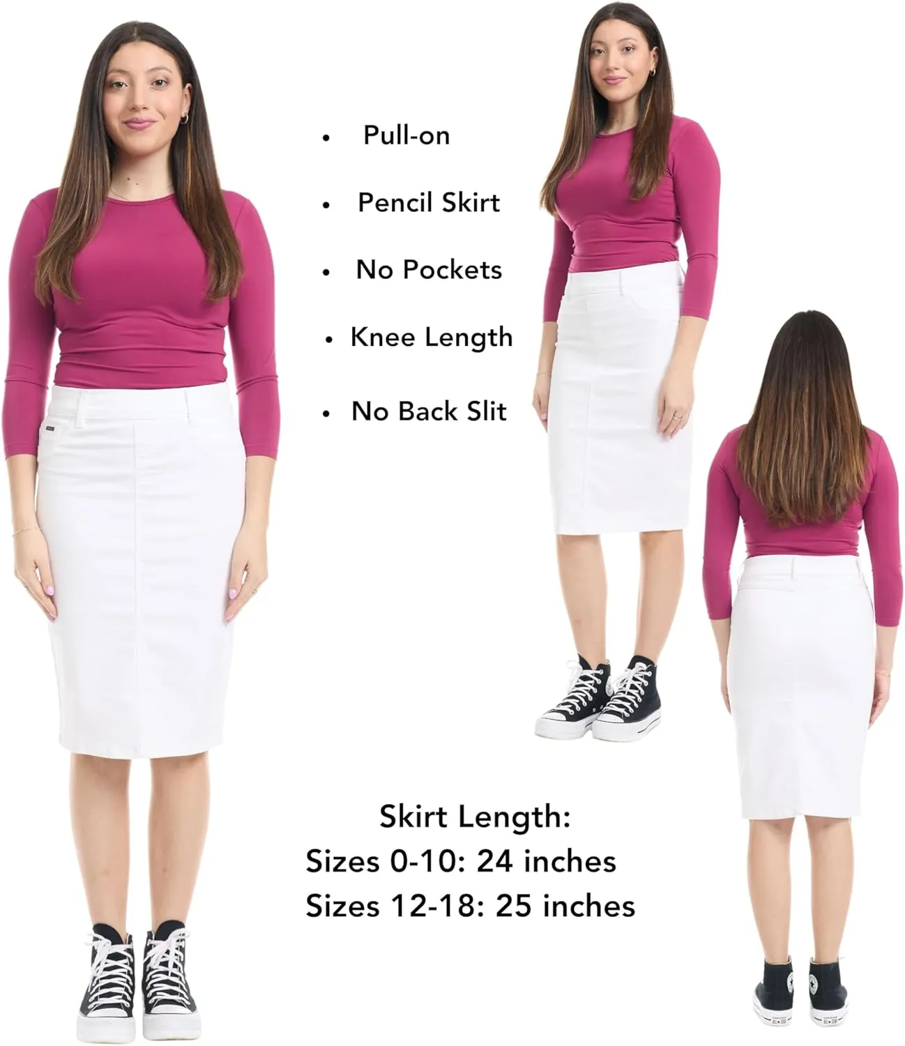 ESTEEZ Women's Stretch Denim Pencil Skirt – Soft, Flexible, Body-Hugging, Knee-Length Jean Skirt ‘Brooklyn’