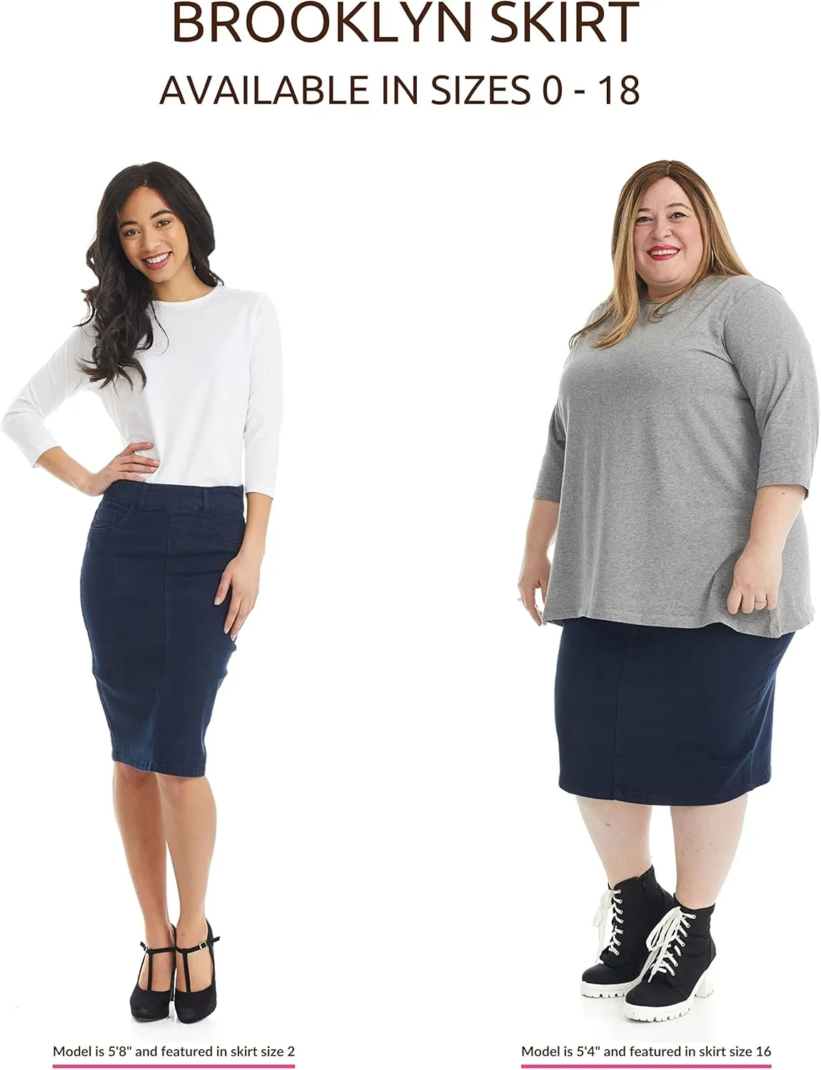 ESTEEZ Women's Stretch Denim Pencil Skirt – Soft, Flexible, Body-Hugging, Knee-Length Jean Skirt ‘Brooklyn’