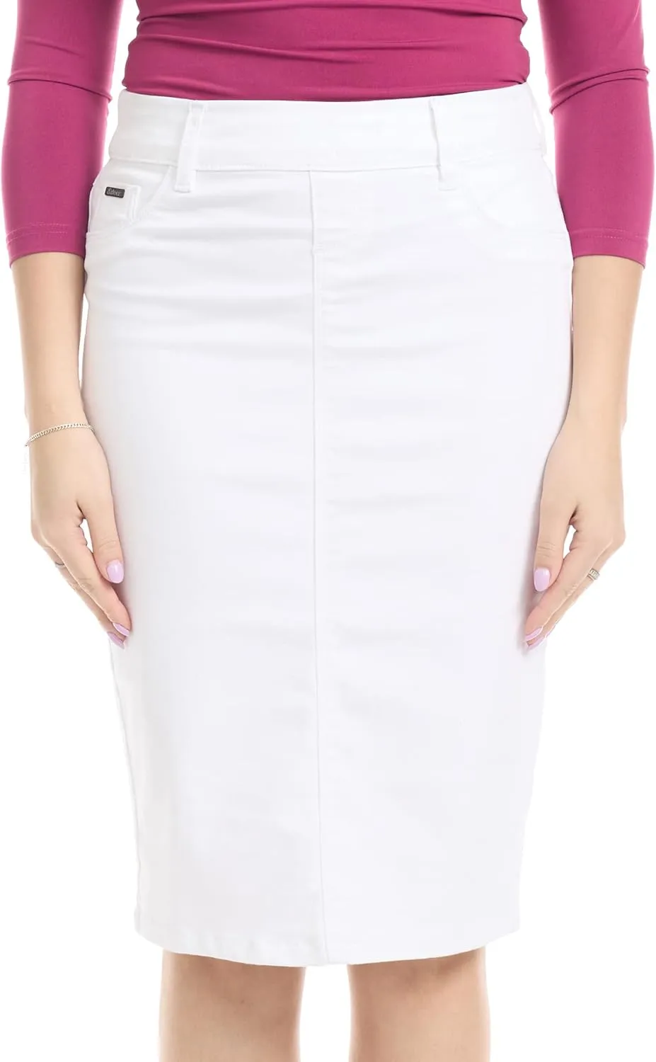 ESTEEZ Women's Stretch Denim Pencil Skirt – Soft, Flexible, Body-Hugging, Knee-Length Jean Skirt ‘Brooklyn’