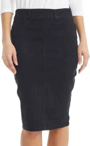 ESTEEZ Women's Stretch Denim Pencil Skirt – Soft, Flexible, Body-Hugging, Knee-Length Jean Skirt ‘Brooklyn’